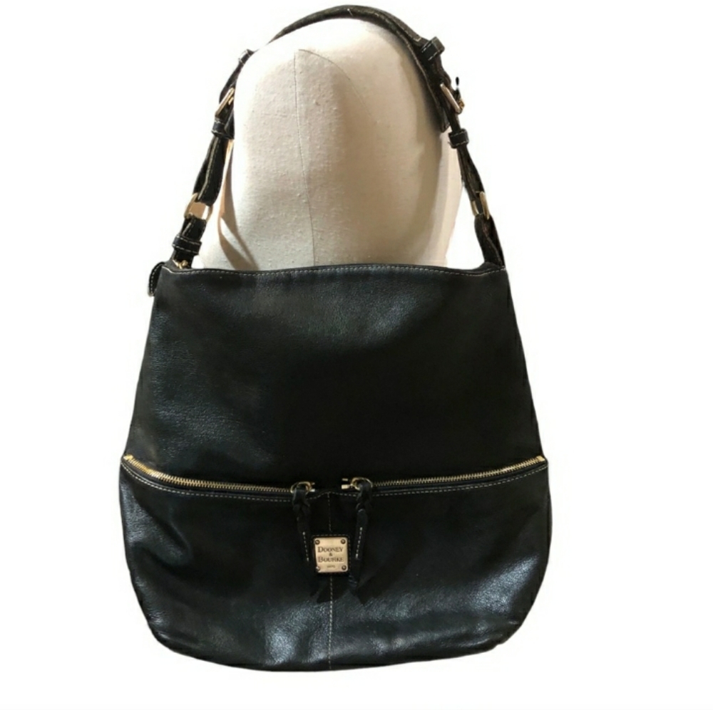 DOONEY & BURKE Dillen Black Pebbled Leather Hobo Shoulder Bag EUC!